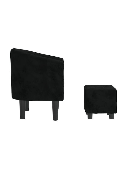 Πολυθρόνα με Υποπόδιο Βελούδινη Μαύρη 70x56x68cm