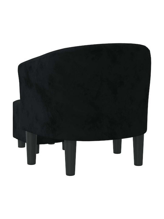 Πολυθρόνα με Υποπόδιο Βελούδινη Μαύρη 70x56x68cm