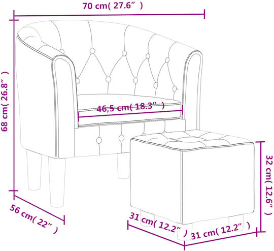 cu Puf Catifelat Roz 70x56x68cm
