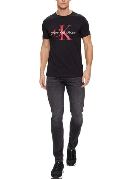 Calvin Klein Monogram T-shirt Bărbătesc cu Mânecă Scurtă Black/Red
