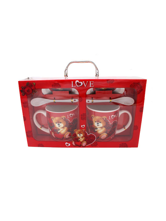 Love Glass Coffee Cup Set Red