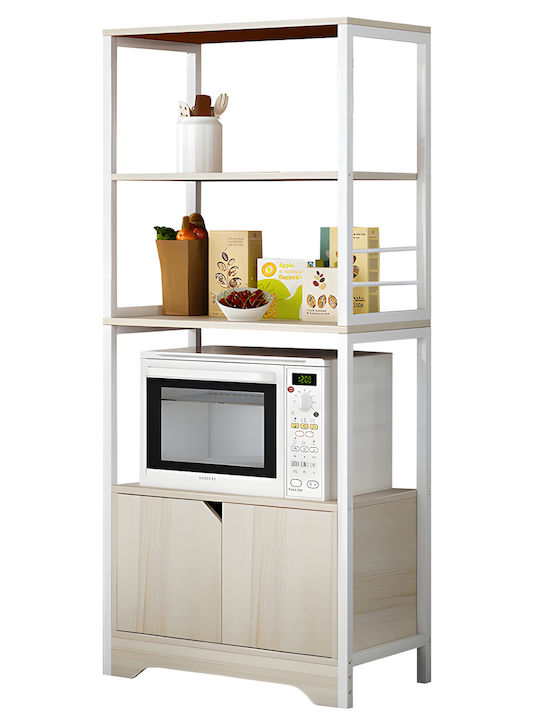 ArteLibre Kitchen Rack Metal in White Color 3 Slots 60x30x120cm