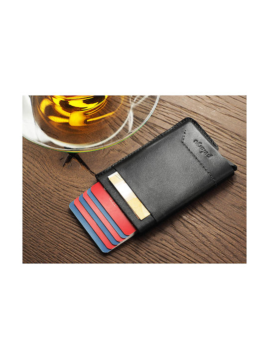 Pularys Men's Leather Card Wallet with RFID Black