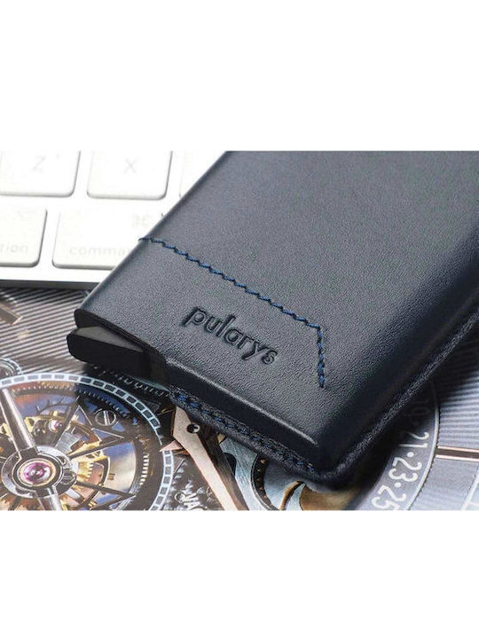 Δερμάτινο Ανδρικό Πορτοφόλι Καρτών με RFID Μπλε