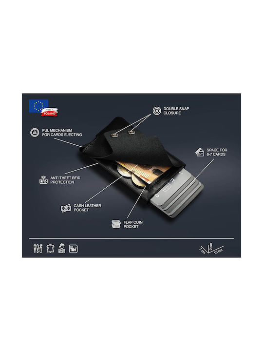Δερμάτινο Ανδρικό Πορτοφόλι Καρτών με RFID Μαύρο