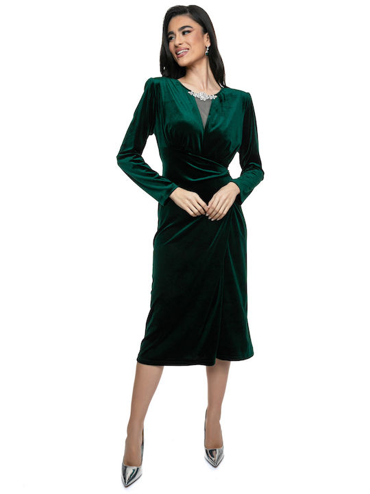 RichgirlBoudoir Midi Rochie de Seară Catifea Verde