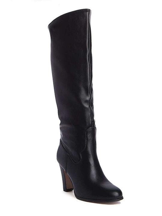 Keep Fred Synthetic Leather High Heel Women's Boots with Zipper Black