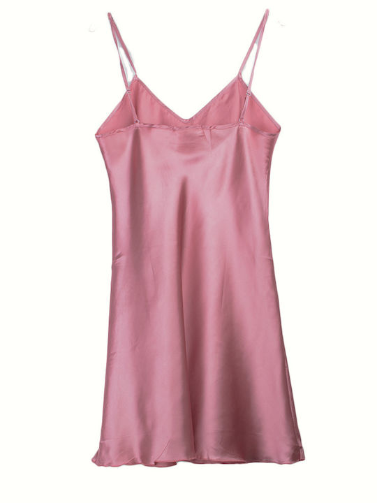 Topaki Winter Satin Women's Nightdress Rose