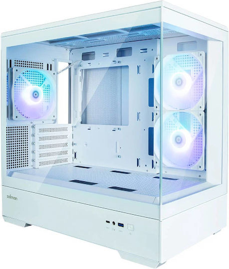 Zalman P30 Gaming Mini Tower Κουτί Υπολογιστή με Πλαϊνό Παράθυρο Λευκό