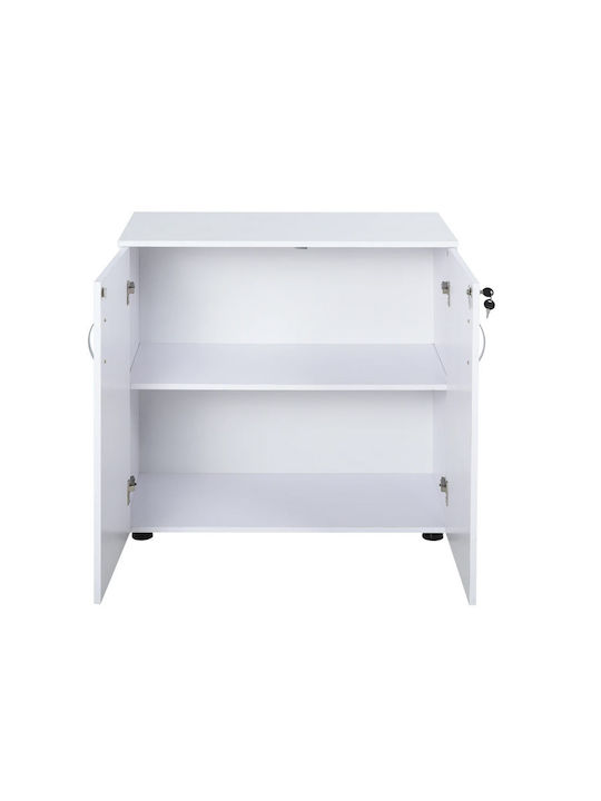 Kabinett Büro mit Rollen & Schloss White 80x40x80cm
