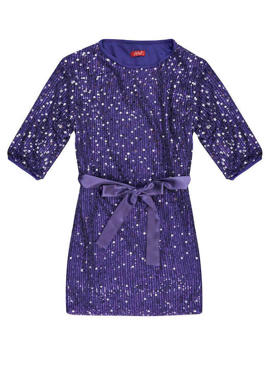 Chief Kids Dress with Sequins Purple