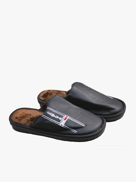 Men's Slippers with Fur Black
