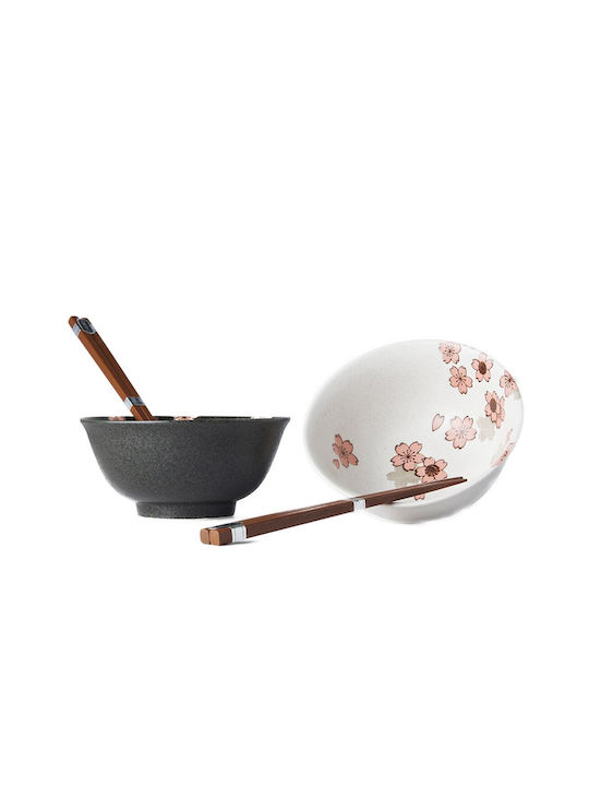 Blossom Serving Bowl Round Ceramic Black 1pcs