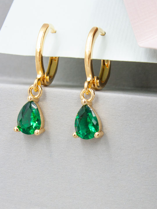 LifeLikes Earrings Hoops Gold Plated with Stones