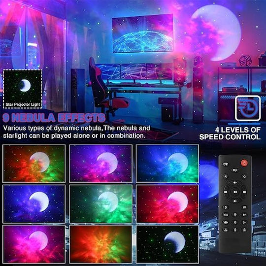 Factory Led Παιδικό Φωτιστικό Projector με Προβολή Αστεριών Λευκό