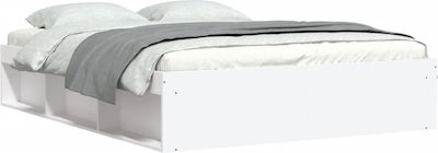 Bed Base Double made of Wood White 150x200cm. with Storage Space