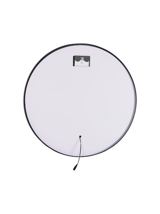 HomeMarkt Oglindă de Perete cu Negru Ramă din Metalic & Iluminare LED Diametru 60cm 1buc