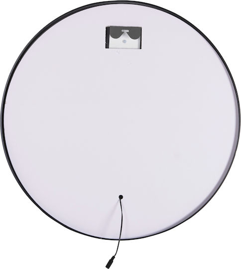 HomeMarkt Oglindă de Perete cu Negru Ramă din Metalic & Iluminare LED Diametru 60cm 1buc