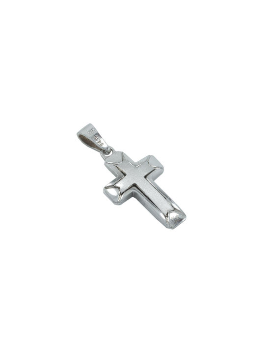 White Gold Cross 14K Double Sided