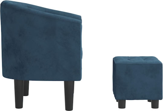 Барел Фотьойл С поставка за крака Кадифен Dark Blue 70x56x68см