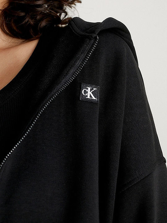 Cropped Women's Sweatshirt Jacket Hooded Black