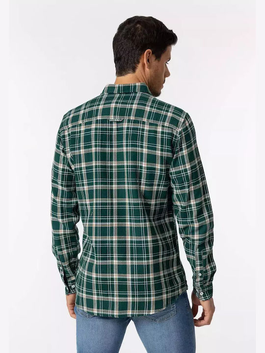 Tiffosi Men's Shirt Long Sleeve Flannel Checked Green