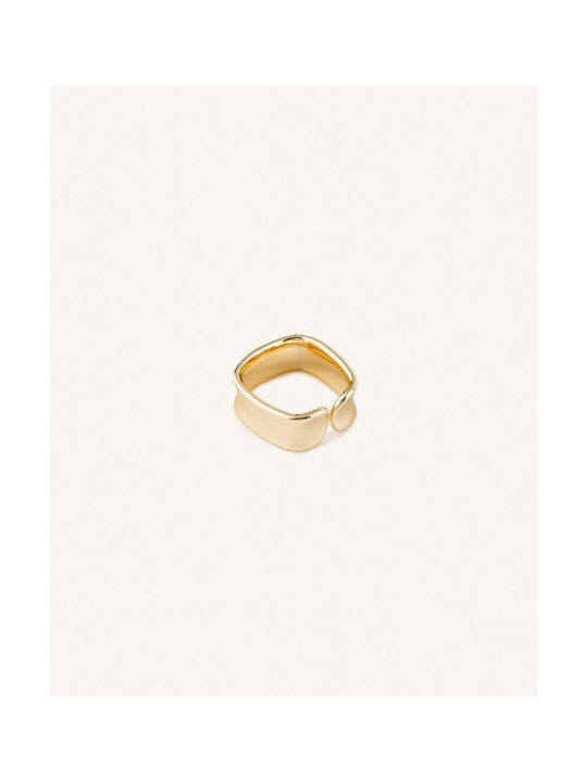 StanStefan Women's Gold Plated Steel Ring Τετράγωνο Sabrina