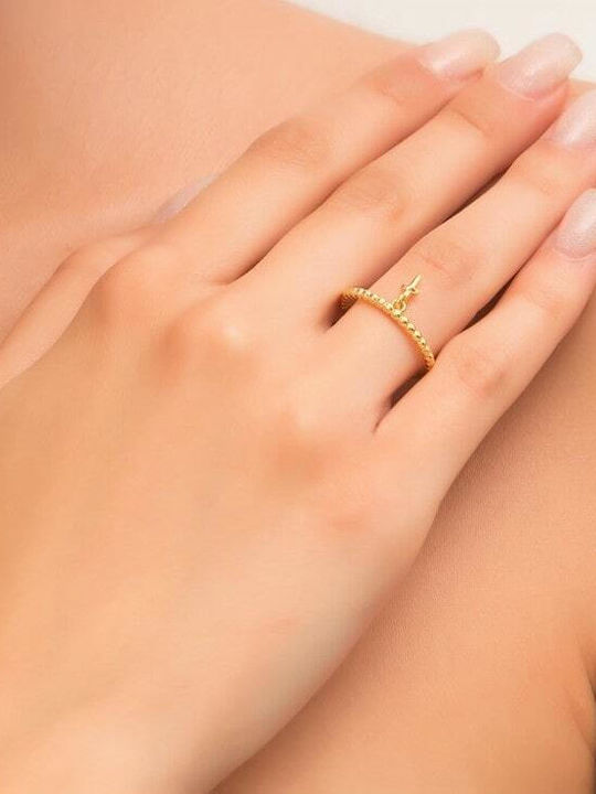 Eforo Damen Ring aus Silber Vergoldet