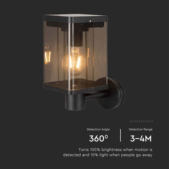 V-TAC Wall Mounted Solar Light 1.8W 100lm Warm White 3000K with Motion Sensor IP54 12cmx18.5cmx26cmcm