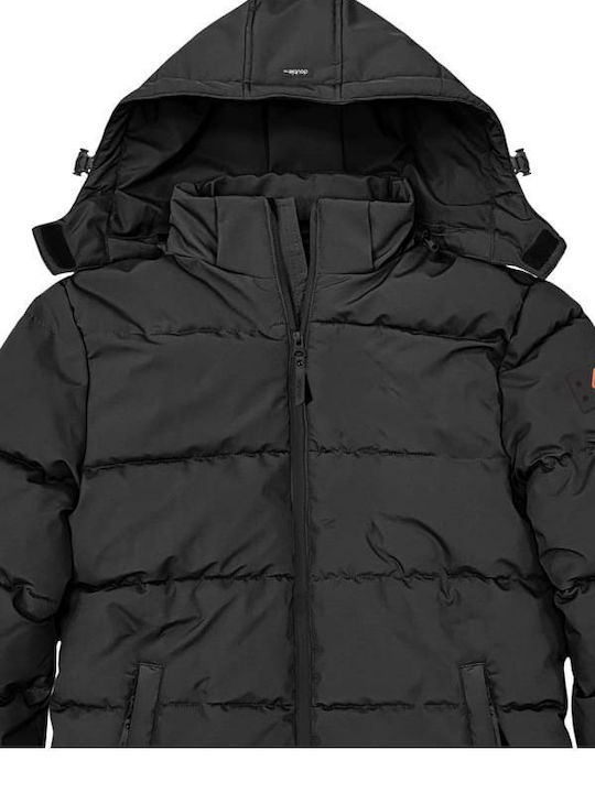 Double Herren Winter Jacke Lässig ΜΑΥΡΟ