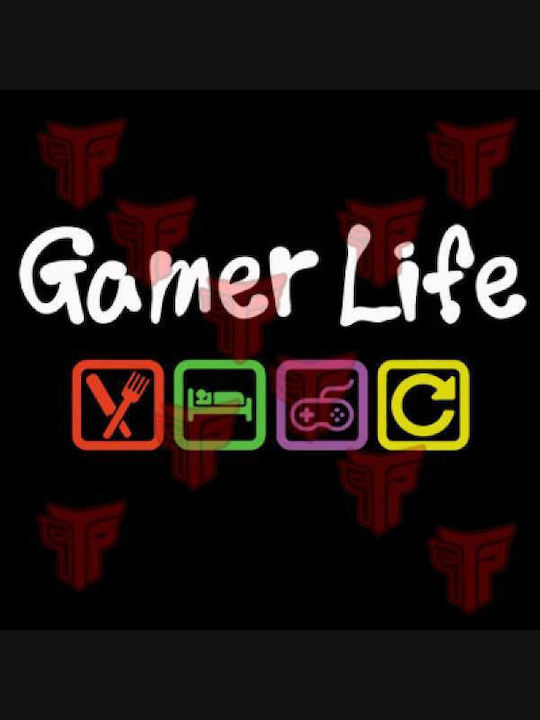 Takeposition Gamer Life Bluza Bărbătească cu Mânecă Scurtă BLACK