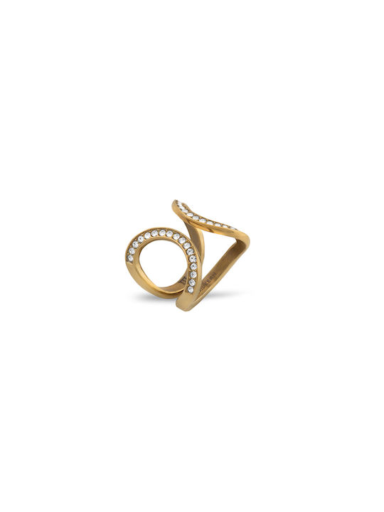 Dyrberg/Kern Women's Ring with Stones from Steel Gold Plated