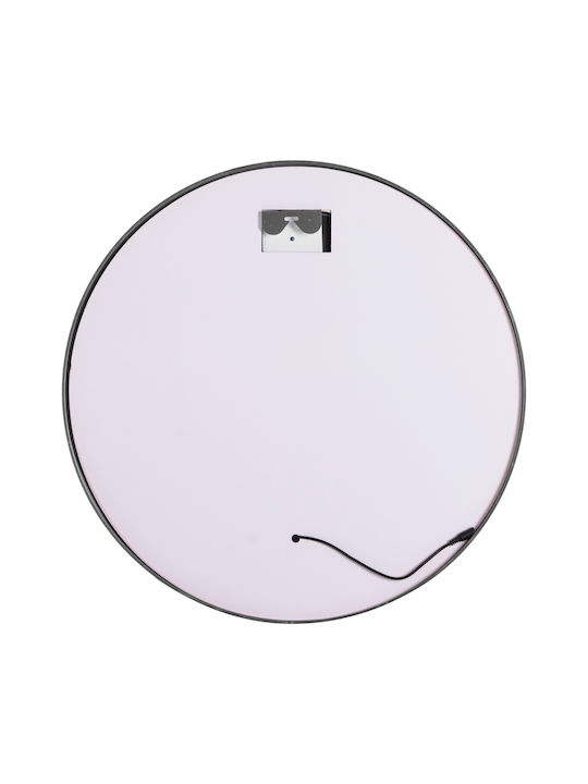 HomeMarkt Wall Mirror with Gray Metallic Frame & LED Lighting Diameter 60cm 1pcs