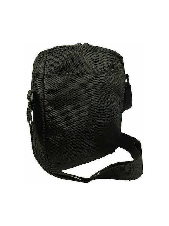 Polo Fabric Shoulder / Crossbody Bag Vertical S with Zipper, Internal Compartments & Adjustable Strap Black 16x5x19cm