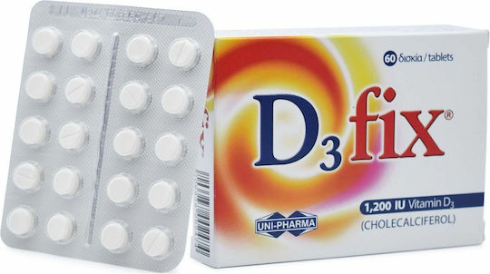 UNI-PHARMA D3 Fix Βιταμίνη για Ενίσχυση του Ανοσοποιητικού & την Υγεία των Οστών 1200iu 60 ταμπλέτες