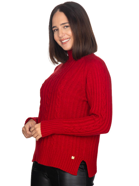 Vera Women's Long Sleeve Pullover Wool Red