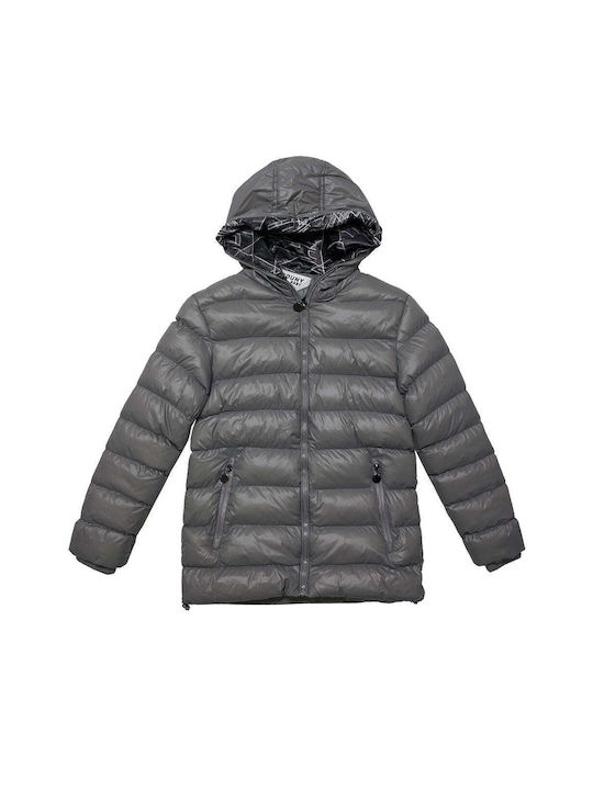 Ustyle Kids Casual Jacket with Hood Gray