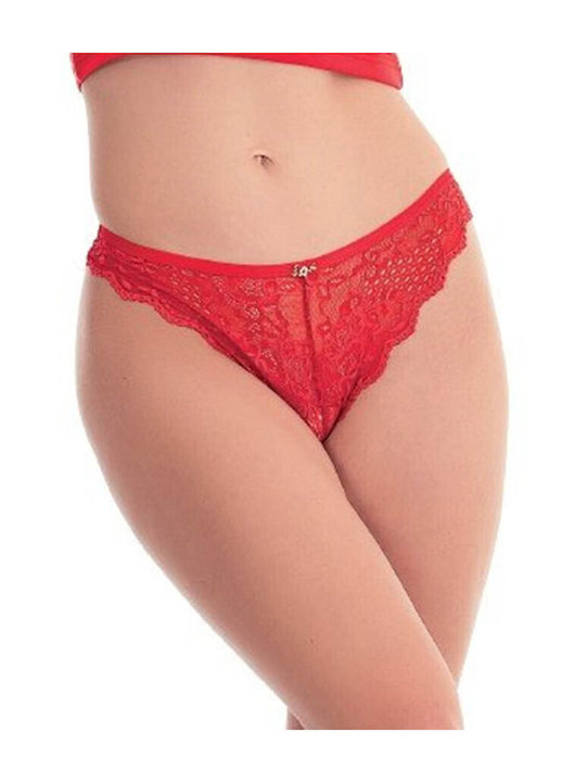 Berrak Cotton Women's Brazil with Lace Red