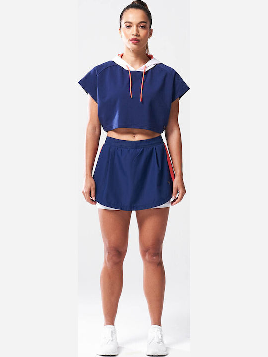 Cropped Women's Sweatshirt Hooded Medieval Blue