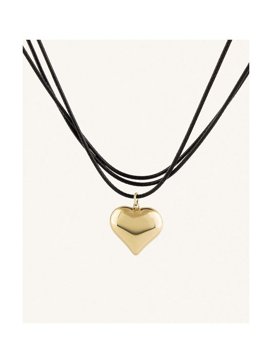 StanStefan Necklace Triple with design Heart from Gold Plated Steel