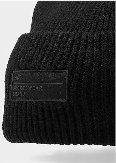 Beanie Unisex Σκούφος Πλεκτός σε Μαύρο χρώμα