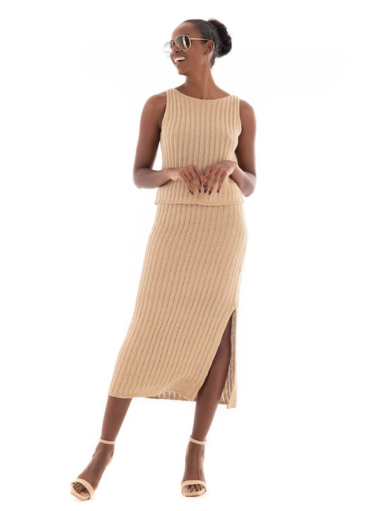 Ralph Lauren Linen Pencil Skirt in Beige color