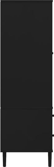 Δίφυλλη Ντουλάπα με Καθρέπτη Μαύρο 90x55x175cm