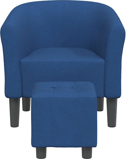 Barrel Sessel mit Fußhocker Blue 70x56x68cm