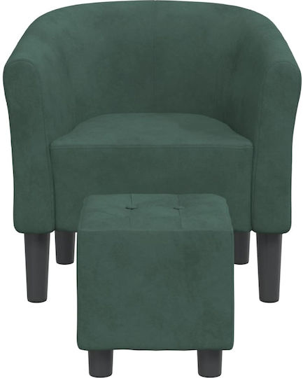 Barrel Sessel mit Fußhocker Samt Dark Green 70x56x68cm
