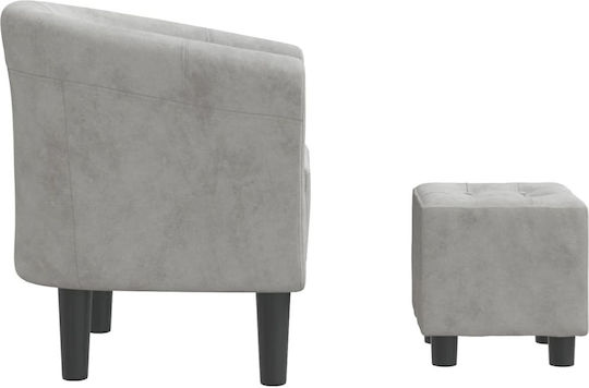 Barrel Sessel mit Fußhocker Samt Light Grey 70x56x68cm