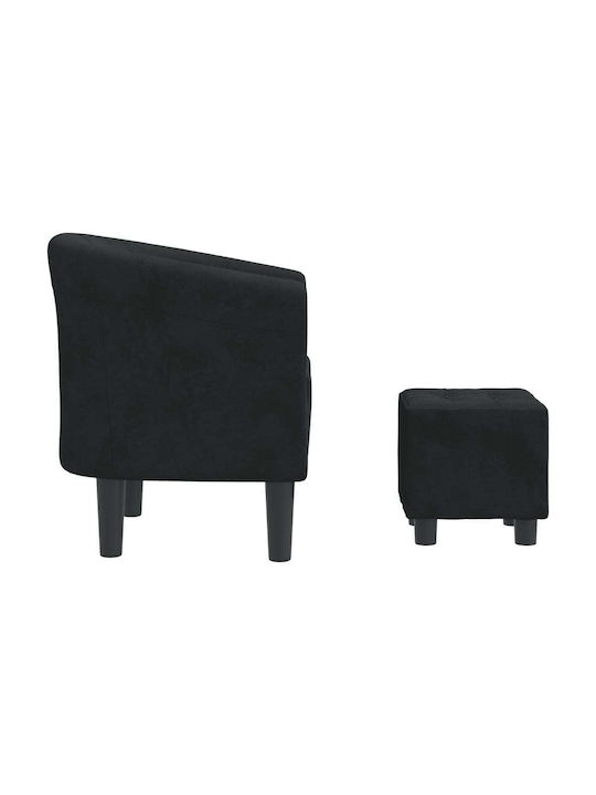 Barrel Armchair with Footstool Black 70x56x68cm