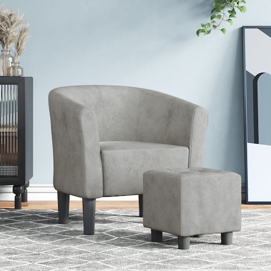 Barrel Sessel mit Fußhocker Samt Light Grey 70x56x68cm