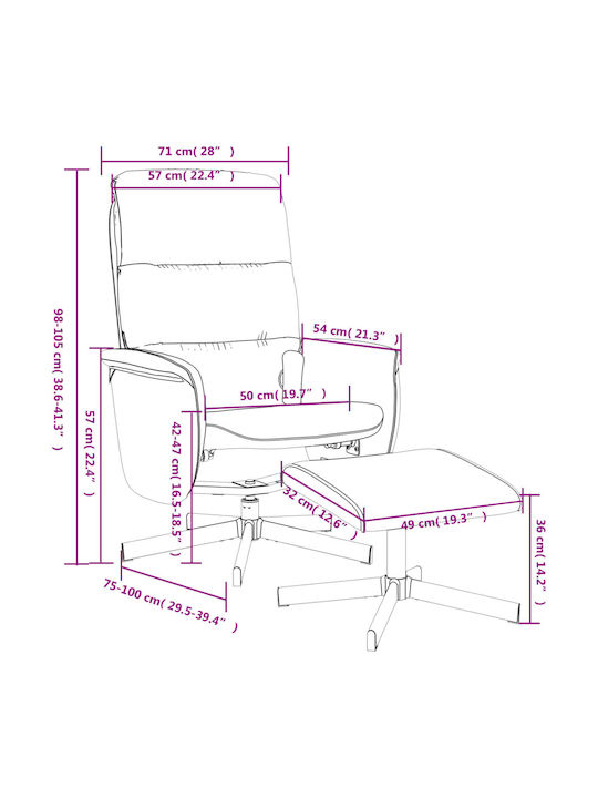 Relax Armchair Massage Swivel with Footstool Ann. Grey 49x32x36cm
