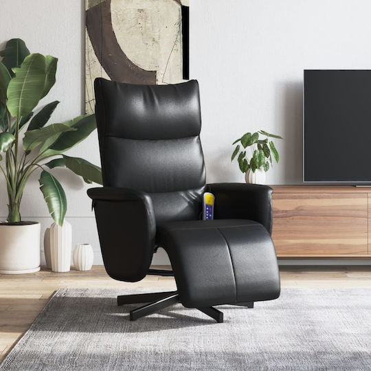 Relaxsessel Friseurwaschbecken mit Fußhocker aus Kunstleder Black 71x84x106.5cm